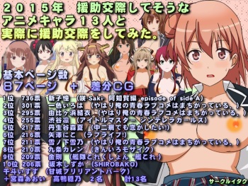 2015-nen Enjokousai Shite sou na Anime Chara 13-nin to Jissai ni Enjokousai o Shitemita. cover
