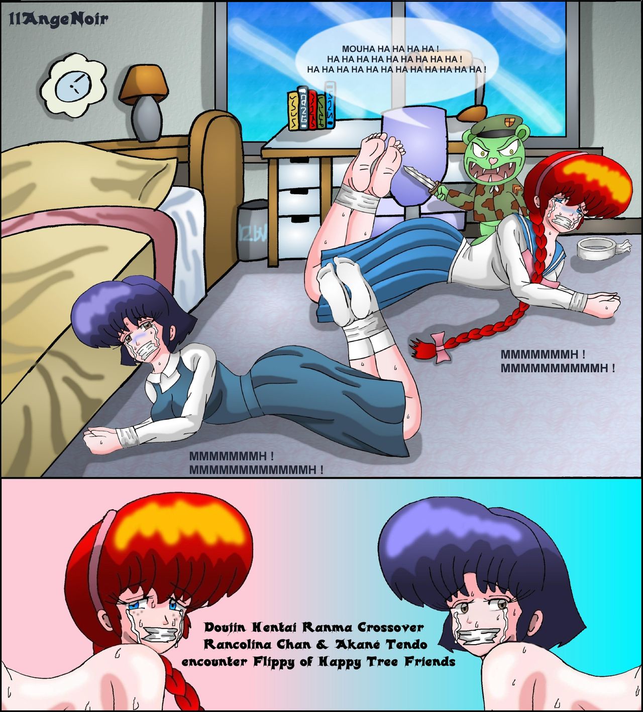 Doujin Akane Tendo &amp; Rancolina Chan encouter Flippy Happy Tree Friends Hentai WTF Troll Pervert Humor School Girls Gore page 1 full