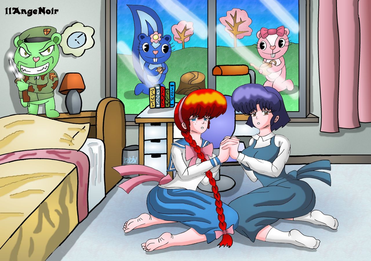 Doujin Akane Tendo &amp; Rancolina Chan encouter Flippy Happy Tree Friends Hentai WTF Troll Pervert Humor School Girls Gore page 3 full
