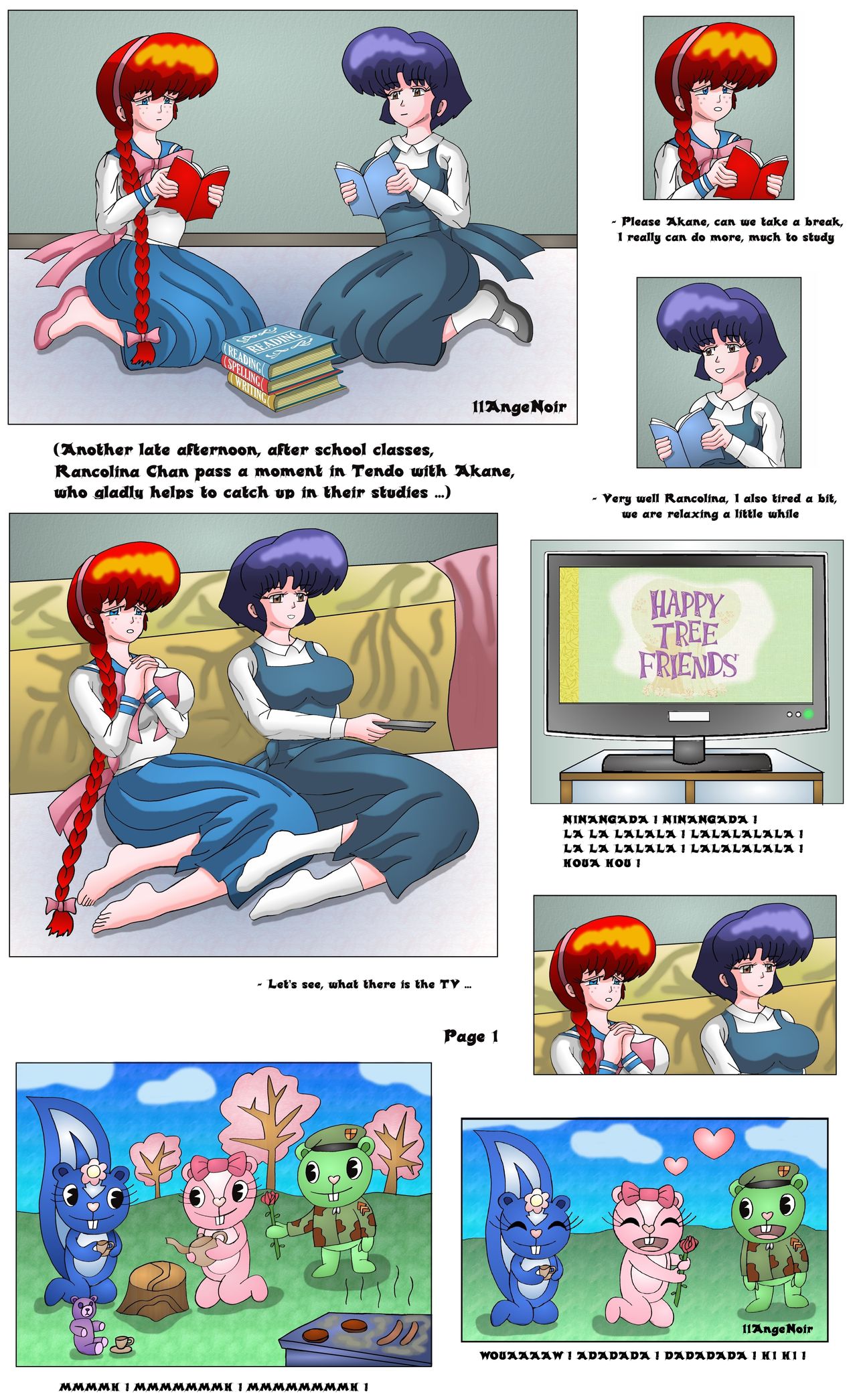 Doujin Akane Tendo &amp; Rancolina Chan encouter Flippy Happy Tree Friends Hentai WTF Troll Pervert Humor School Girls Gore page 4 full