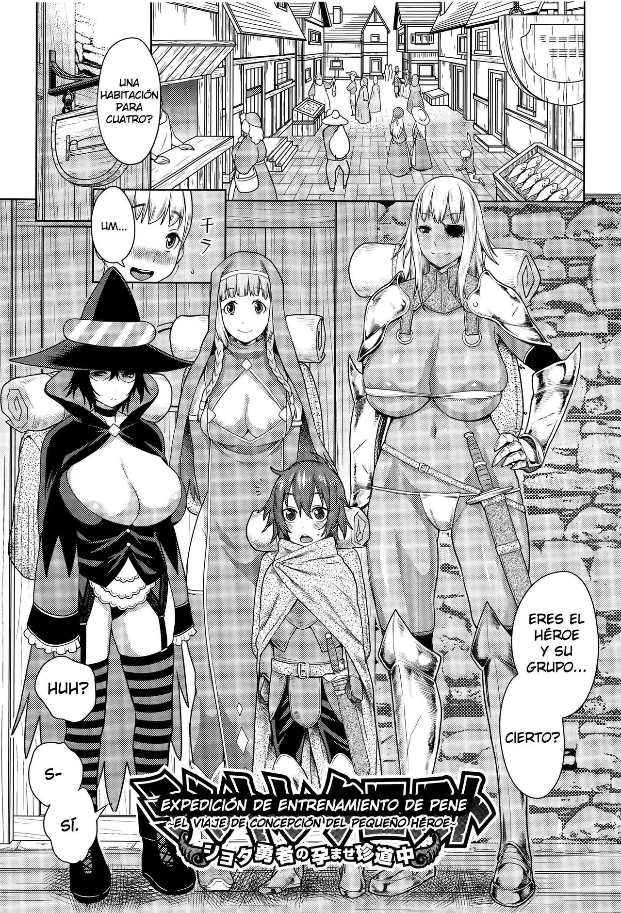 ChinTrai Quest -Shota Yuusha no Haramase Chin Douchuu- | Expedición de Entrenamiento de Pene ~El Viaje de Concepción del Pequeño Héroe~ page 1 full
