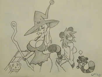 Loli the Witch and Nuki the Tanooki Girl transformation art by UnagiTakanashi cover