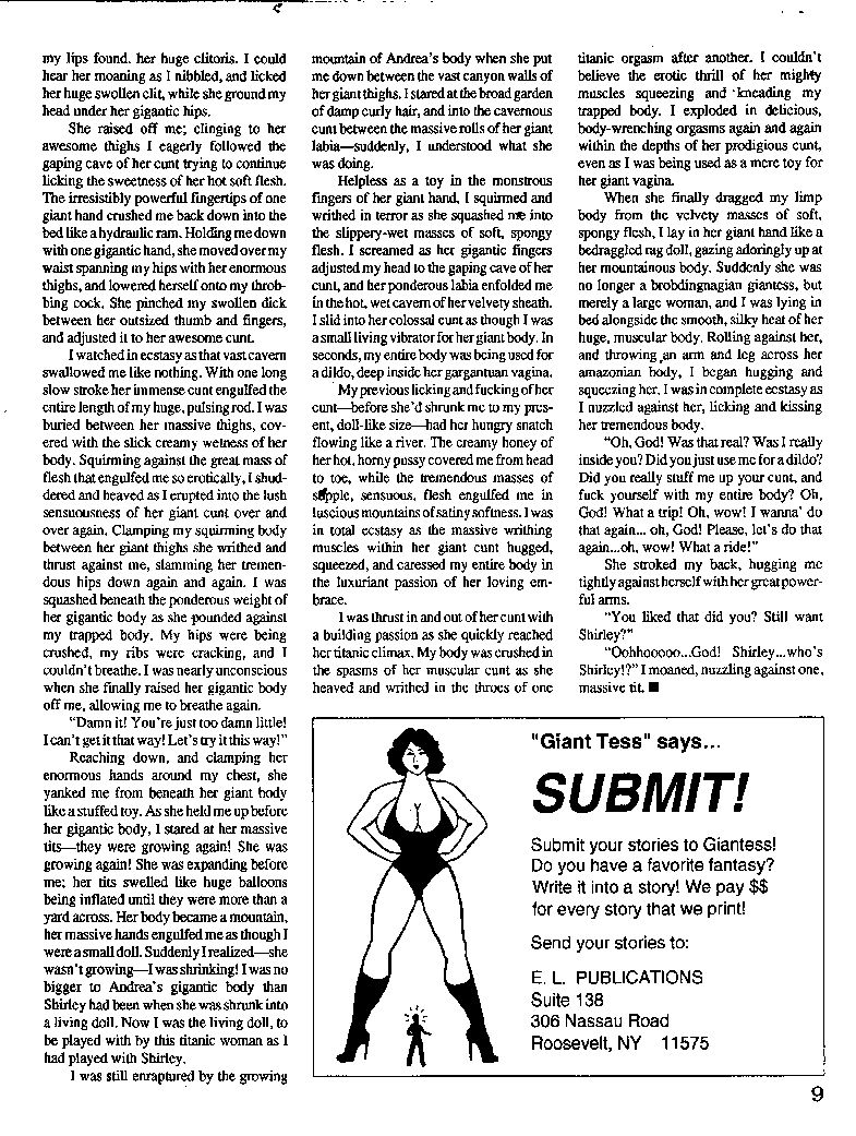 EL Publications Giantess Magazine 3 and 4 page 9 full