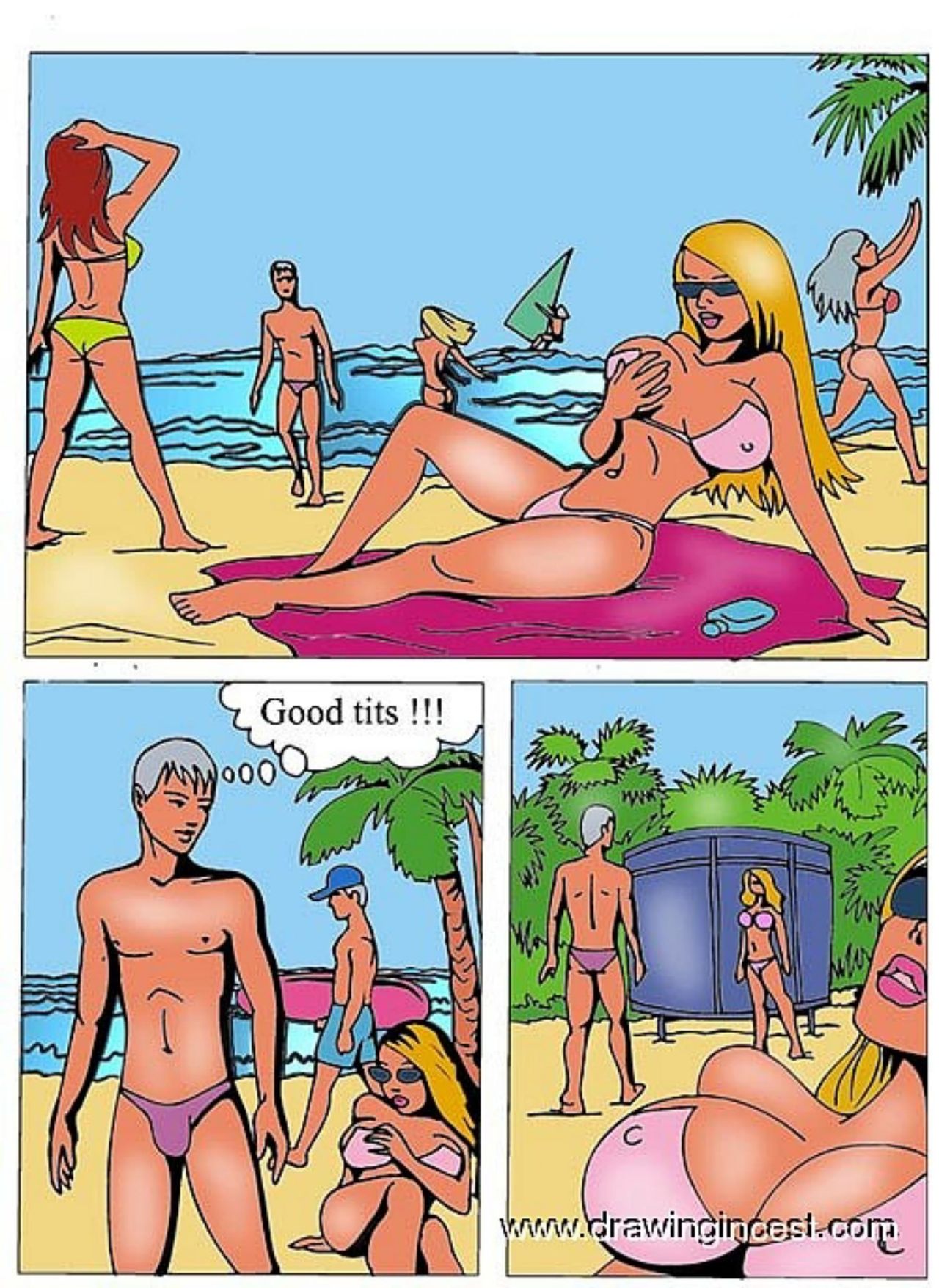 A family rest on the seashore page 1 full