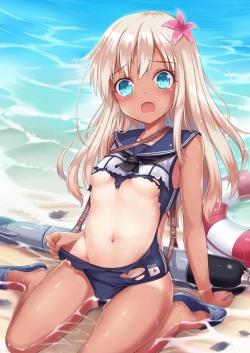 Young Girls in Ripped and Torn Swimsuits