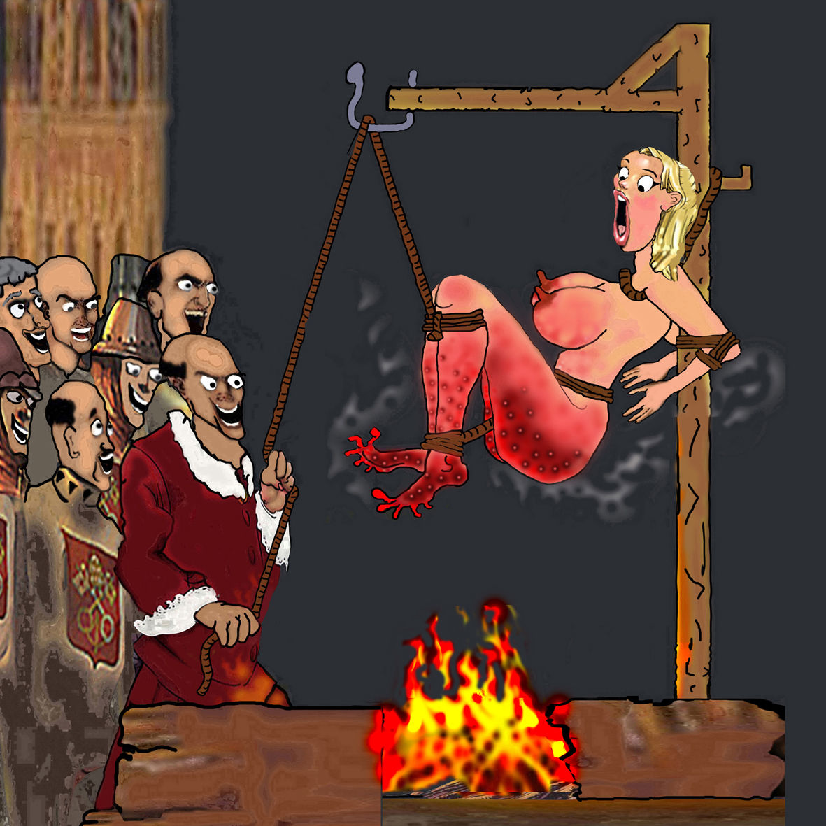 Burning At The Stake Witch Hunt Fetish Torture Art page 7 full