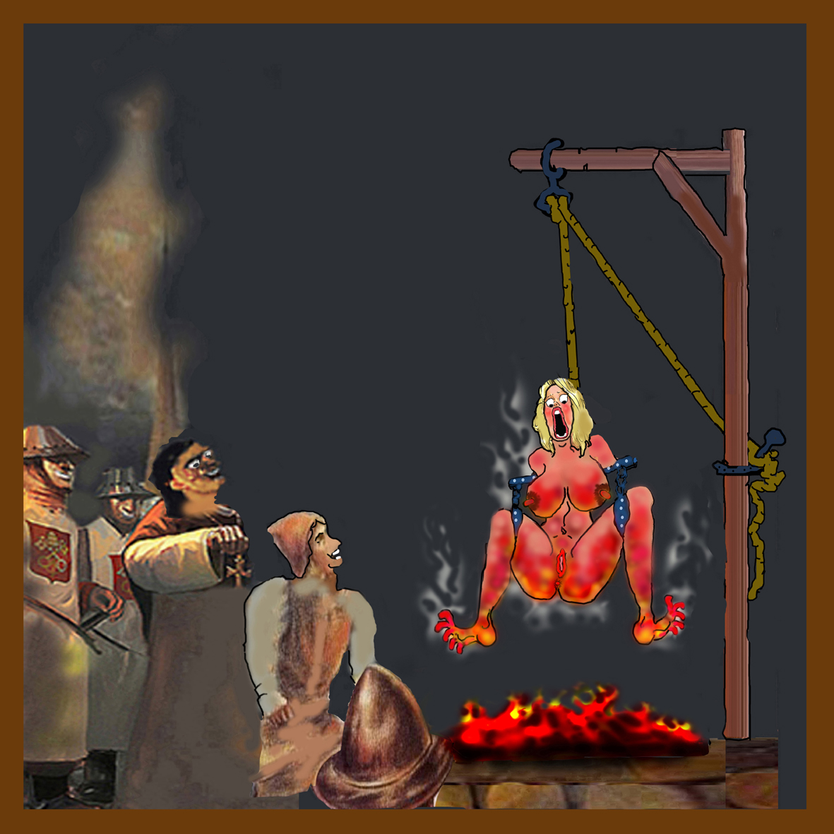 Burning At The Stake Witch Hunt Fetish Torture Art page 9 full