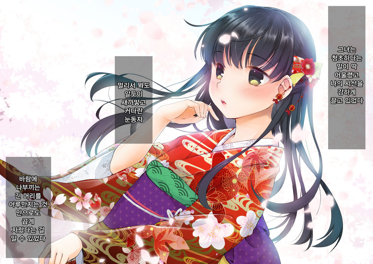 Sakura Maichiru Ki no Shita de Wafuku Shoujo to Tanetsuke Sex | 벚꽃 흩날리는 나무 아래서 기모노 소녀와 교배 섹스 page 5 full
