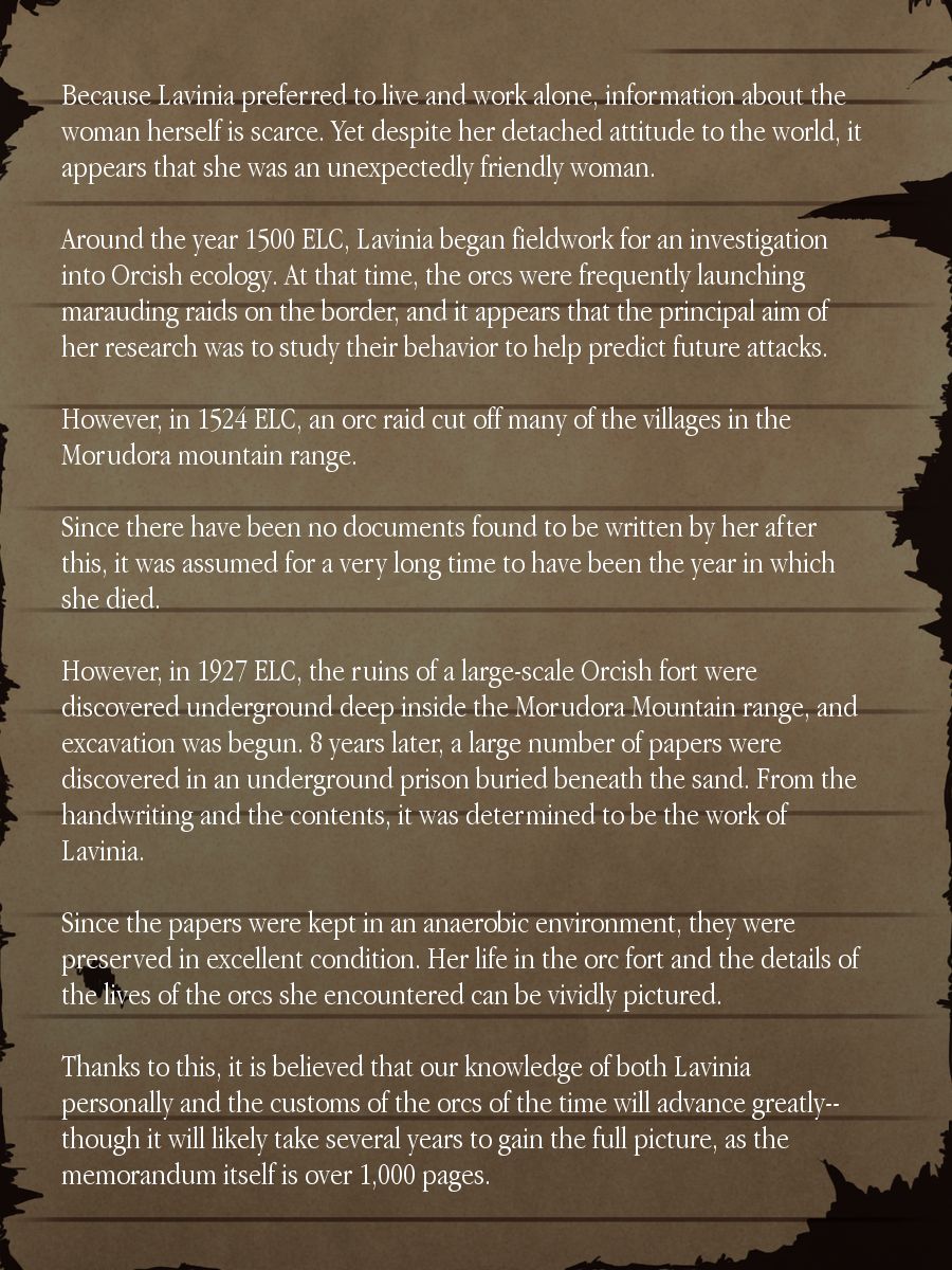 Kenja Lavinia no Shuki ~Kyuu Orc Toride de Hakkutsu sareta Ikou~ | Sage Lavinia's Last Note ~ In the ruin of orc fort ~ page 4 full
