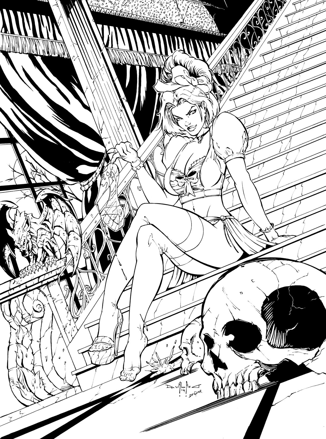 Grimm Fairy Tales Adult Coloring Book page 6 full