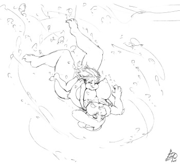 Toriel and Frisk Underwater Cave Peril cover
