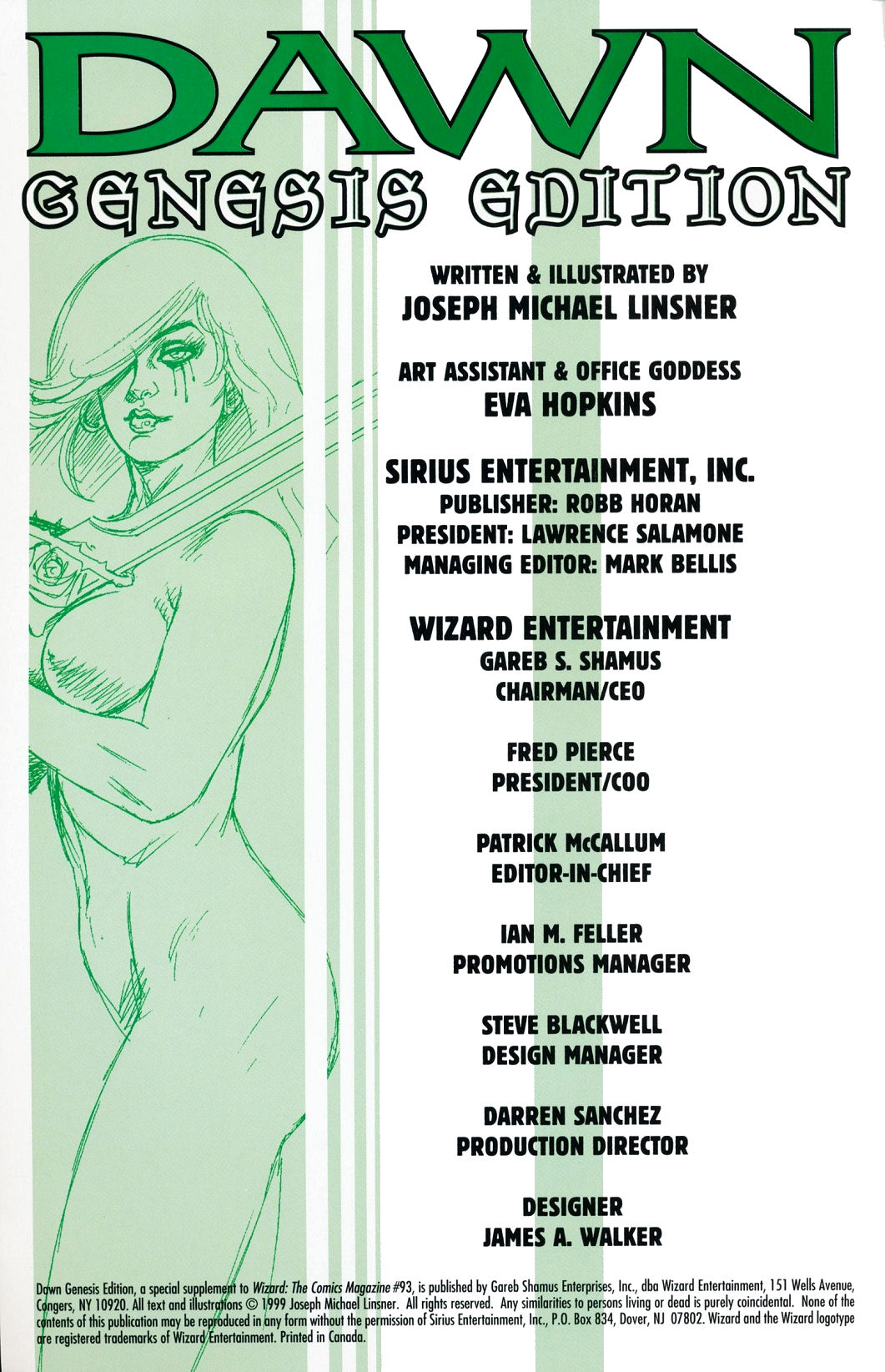J. MICHAEL LINSNER - 1999 DAWN  GENESIS EDITION SKETCHBOOK page 2 full