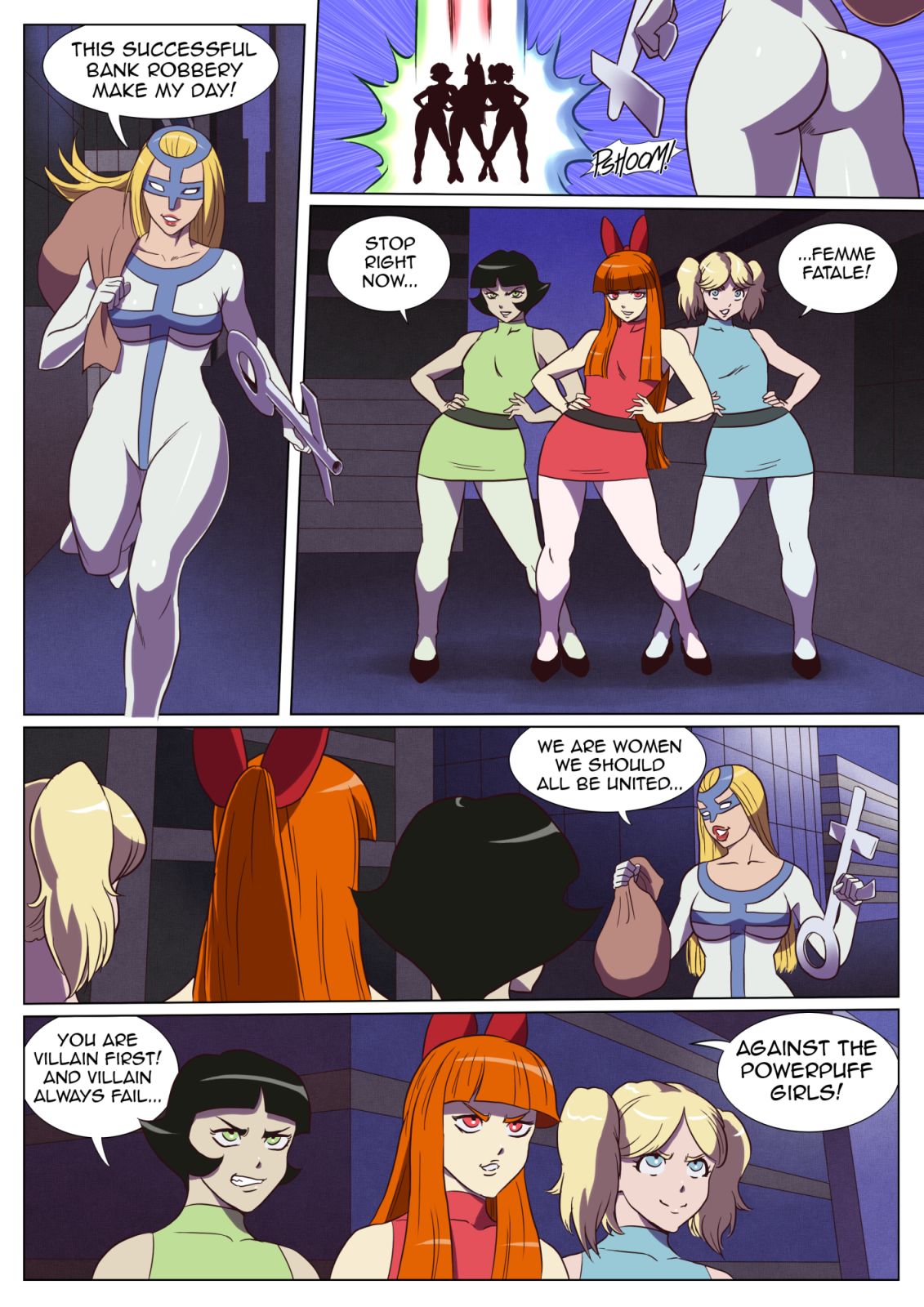 Badass Powerpuff Girls vs Femme Fatale page 1 full